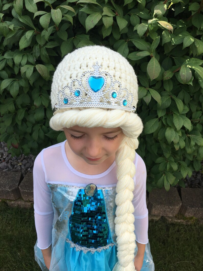 Frozen Snow Queen Elsa Inspired Crochet Hat Yarn Wig Blonde Etsy