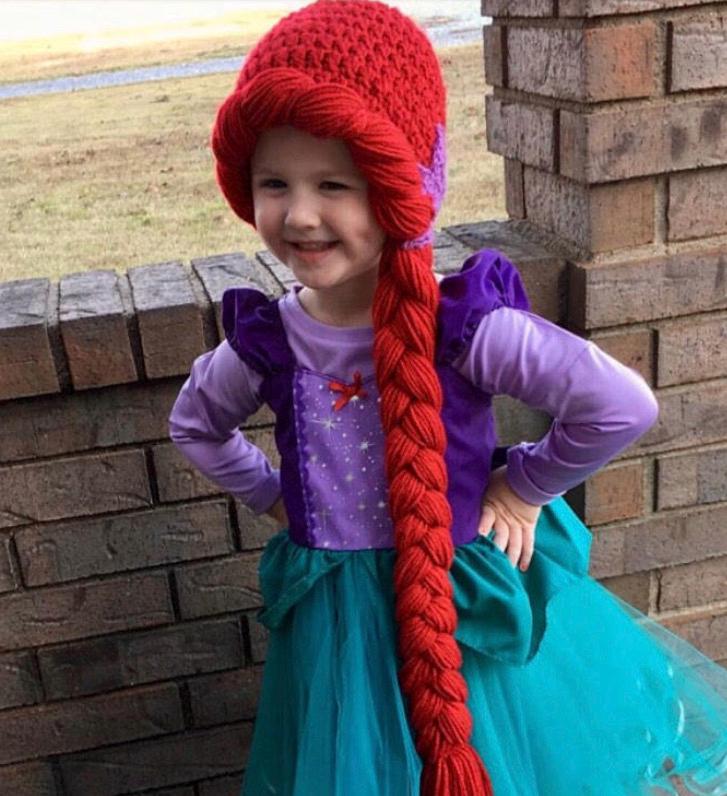 Yarn Wig Braid Hat Child Toddler Princess Dress up Girls Christmas