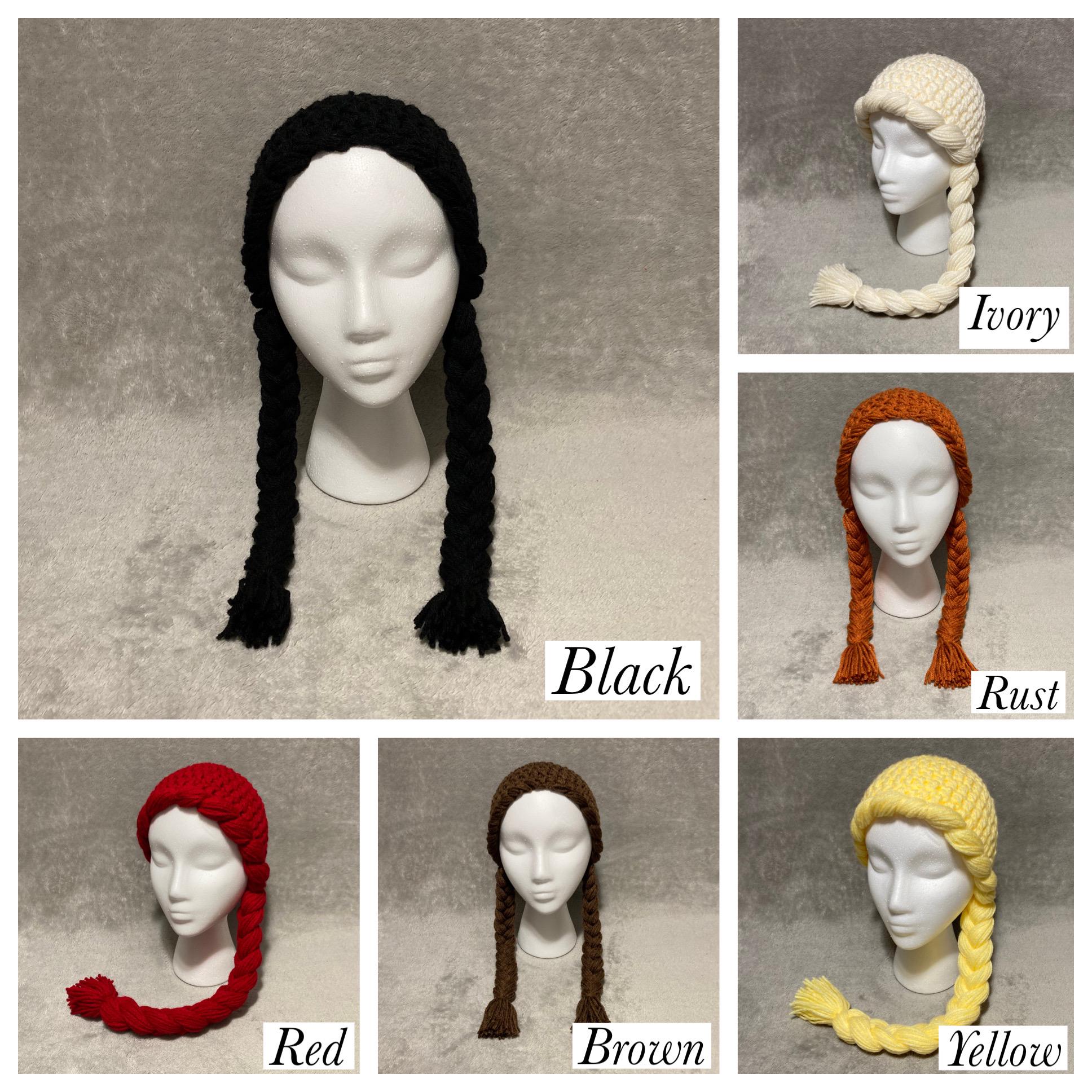 Yarn Wig Braid Hat Child Toddler Princess Dress up Girls Christmas
