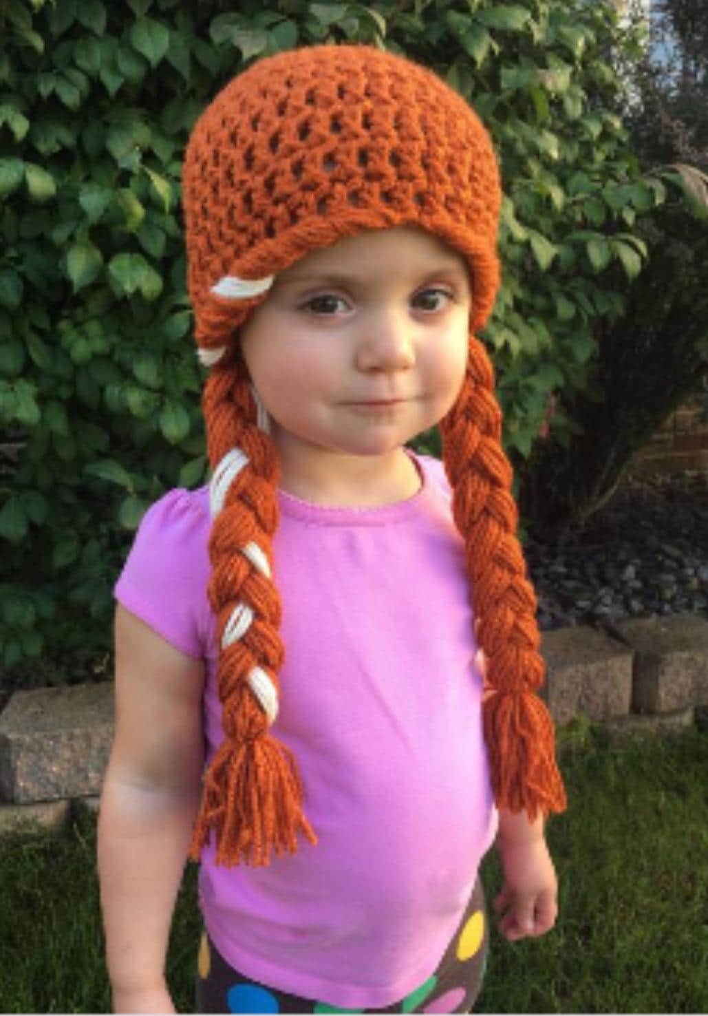 Yarn Wig Braid Hat Child Toddler Princess Dress up Girls Christmas