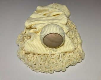 Butter Yellow Knit Bonnet Wrap Layering Bump Blanket Newborn Photography Photo Prop Set Merino Wool Chunky Layer Baby Girl Spring Lemon