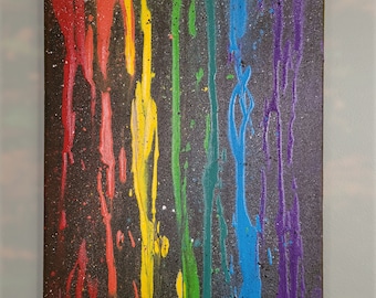 Abstract Rainbow Painting - Canvas - God's Promise - 11x14