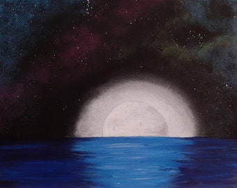 Ocean Moonscape Acrylic Painting