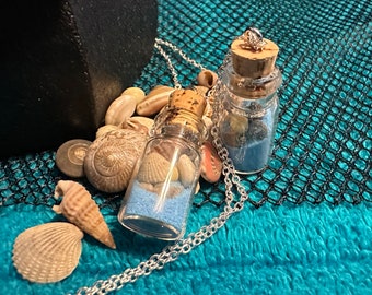 Seashell Necklace - Tiny Seaside in a Bottle Pendant