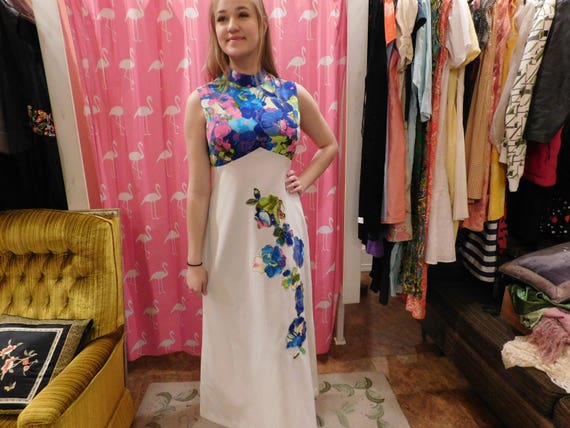 1960 Maxi dress / Floral dress/ pin up