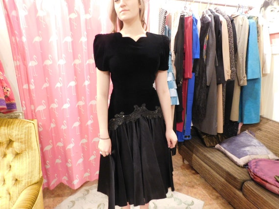 1980 black velvet with Taffeta skirt