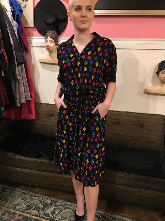 Vintage dress / size large/ rayon