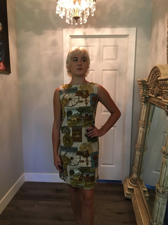 Vintage Shift dress /Size small / farm dress / sc