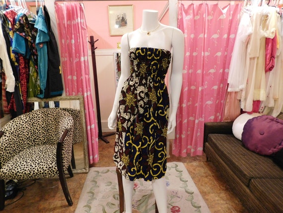 1960's Tube top dress/ Cotton/ Summer dress/ Retro