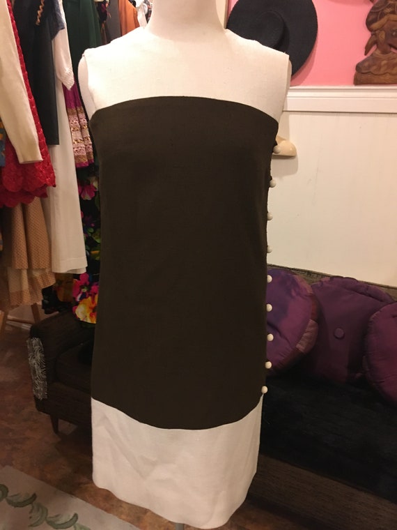 1960s mod dress /size medium /linen cotton