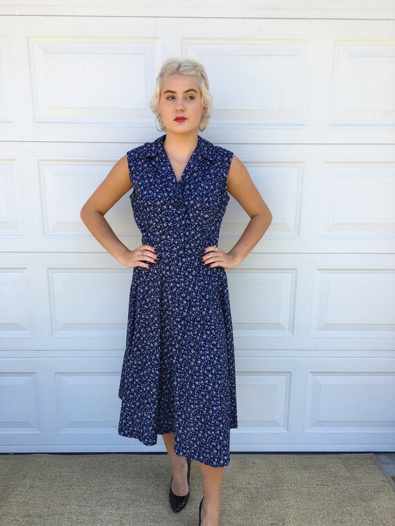 Vintage dress / 1950 - 60s / Cotton day dress/ si