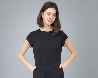 Stylish Black Wide Leg Women's Romper One Piece