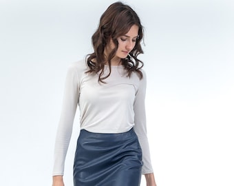 Skirt, Faux Leather, Mini Skirt, Vegan Leather Skirt, Blue Skirt