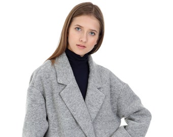 Womens Wool Coat,  Womens Winter Coat, Wool Coat Women, Cocoon Coat, Loose Fit, Oversized, Grey