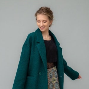 Manteau femme, Manteau femme, Walkjacke dame, Manteau oversize, Manteau en laine vert, Manteau cocon image 1