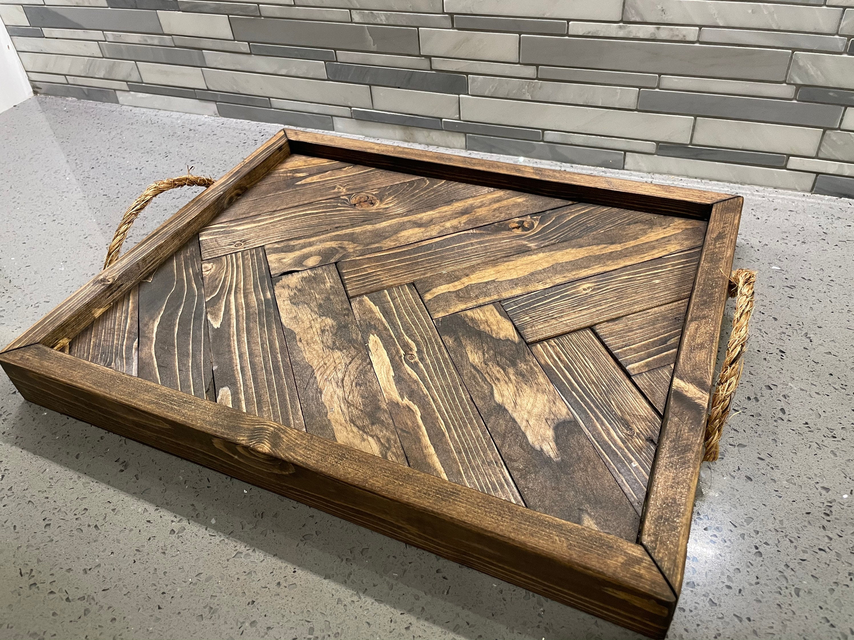 Handcrafted Herringbone Serving Tray Etsy