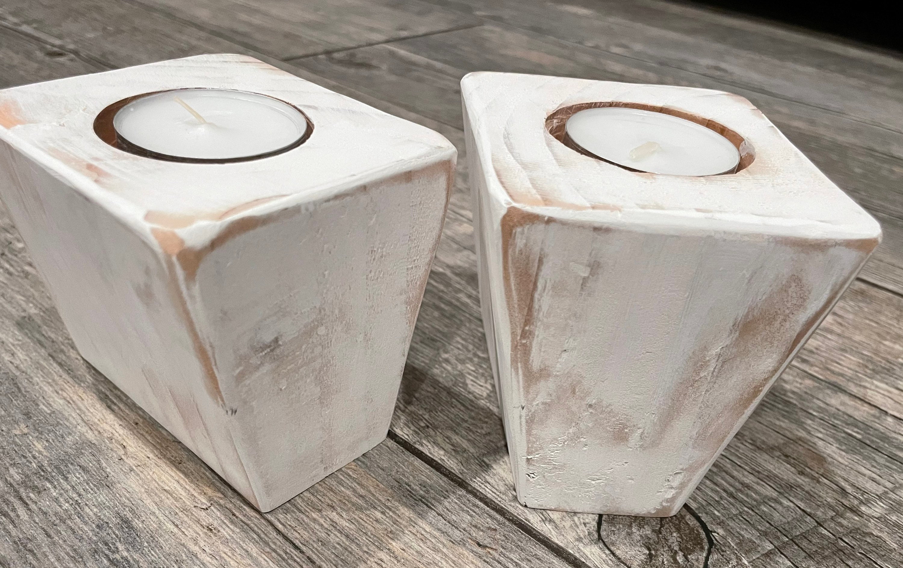 Handcrafted Rustic Wood Block Candle Holders Etsy New Zealand