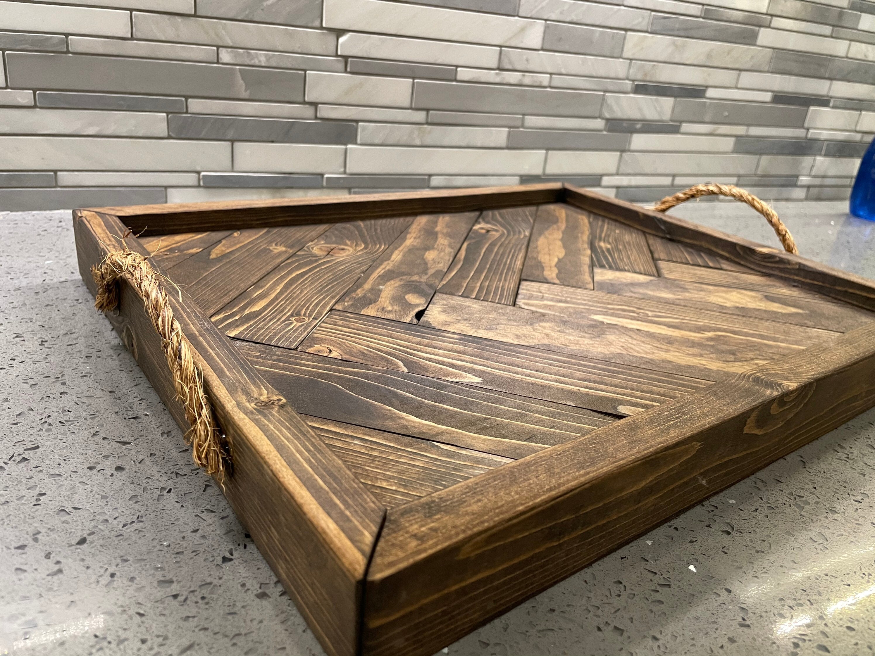 Handcrafted Herringbone Serving Tray Etsy