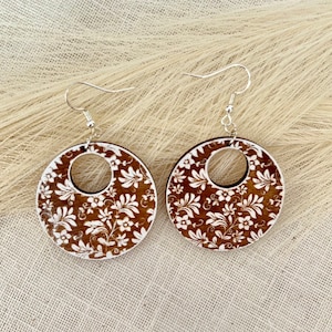 Floral Engraved Round Lightweight Earrings Sterling Silver