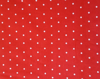 Red with White Dots Cotton Fabric Sold by the Yard