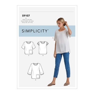 Simplicity Sewing Pattern S9107 Misses&#39; Tops With Sleeve & Length Variation