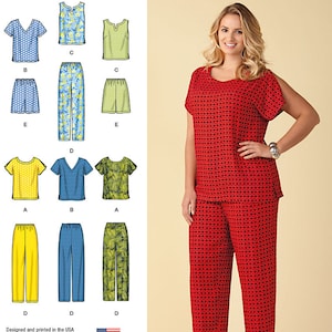 Simplicity Sewing Pattern 1446 Six Made Easy Pull on Tops and Pants or Shorts for Plus