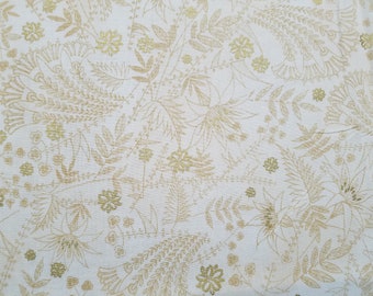 Gold Floral Cotton Fabric Sold by the yard