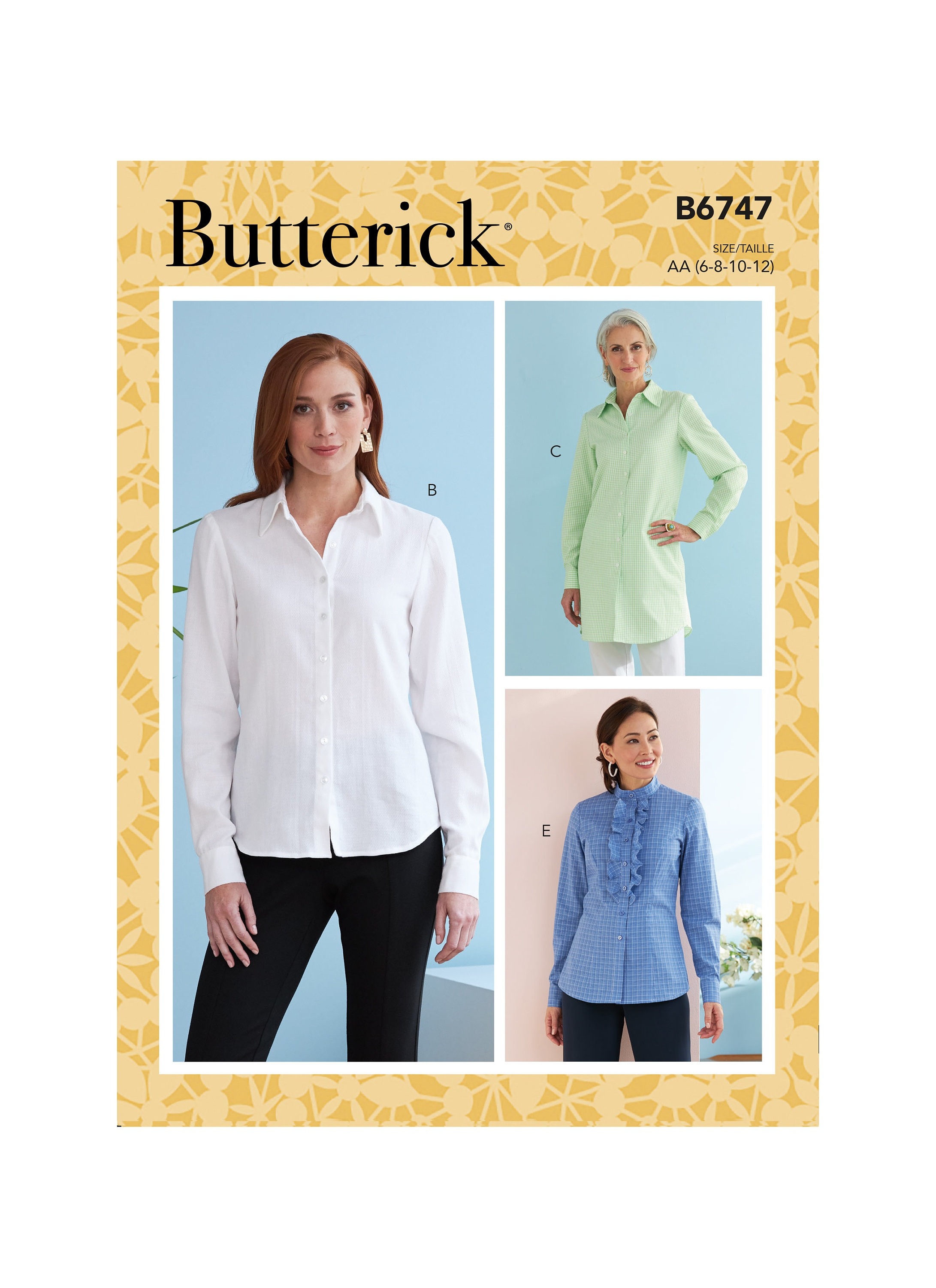 ୨୧ページ Butterick Sewing Pattern B6747 Misses' Shirt - Etsy