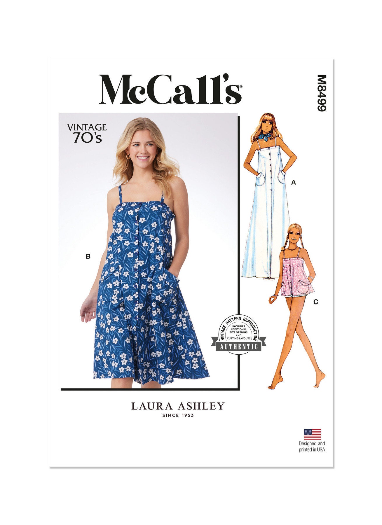 Mccall's Sewing Pattern M8499 - 1970s Misses' Dress and Top by