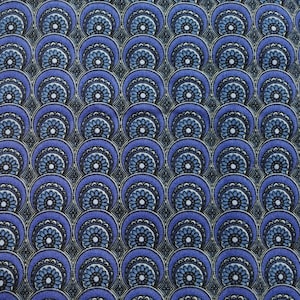 Small Blue Packed Medallions Cotton Fabric (1 yard 15 inches)