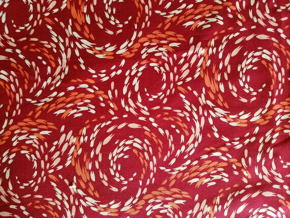 Red Swirl Cotton Fabric Sold by the Yard | Etsy