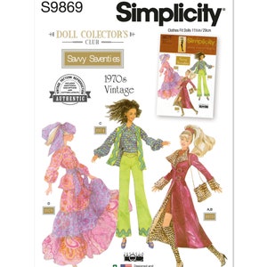 Simplicity Sewing Pattern S9869 Doll Clothes for 11 1/2" Fashion Doll by Theresa LaQuey