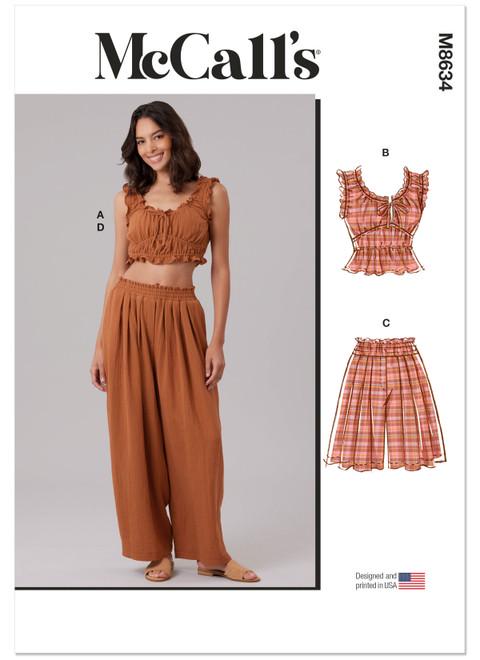 Mccall's Sewing Pattern M8634 Misses' Lounge Top in Two Lengths