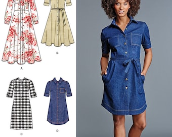 Simplicity Sewing Pattern 8014 Misses&#39; / Miss Petite Shirt Dresses with Length Variations