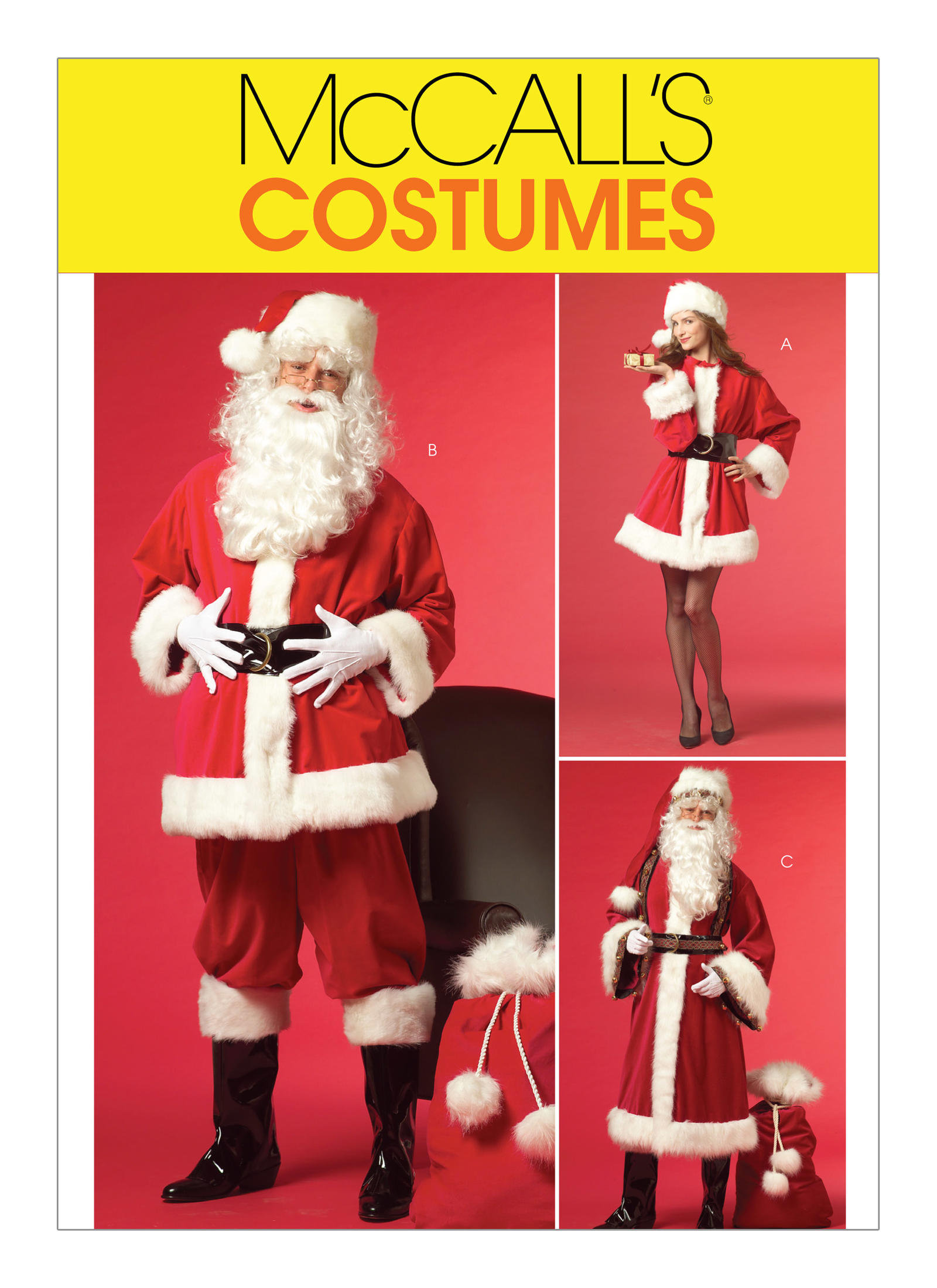 McCall's Sewing Pattern M5550 Misses'/Men's Mr. and Mrs. Claus Costumes and Bag