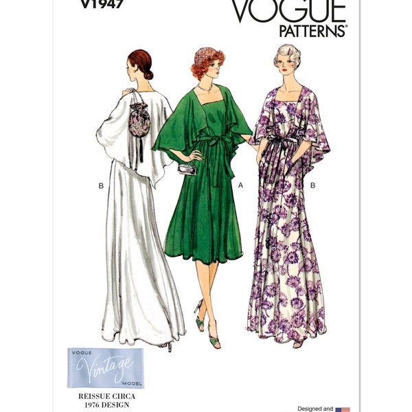 Vogue Sewing Pattern V1947 Misses’ Evening Dress Vintage 1970's