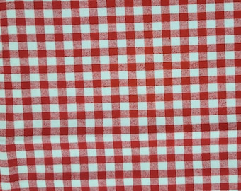 Red and White Check Cotton Fabric (1 yard)