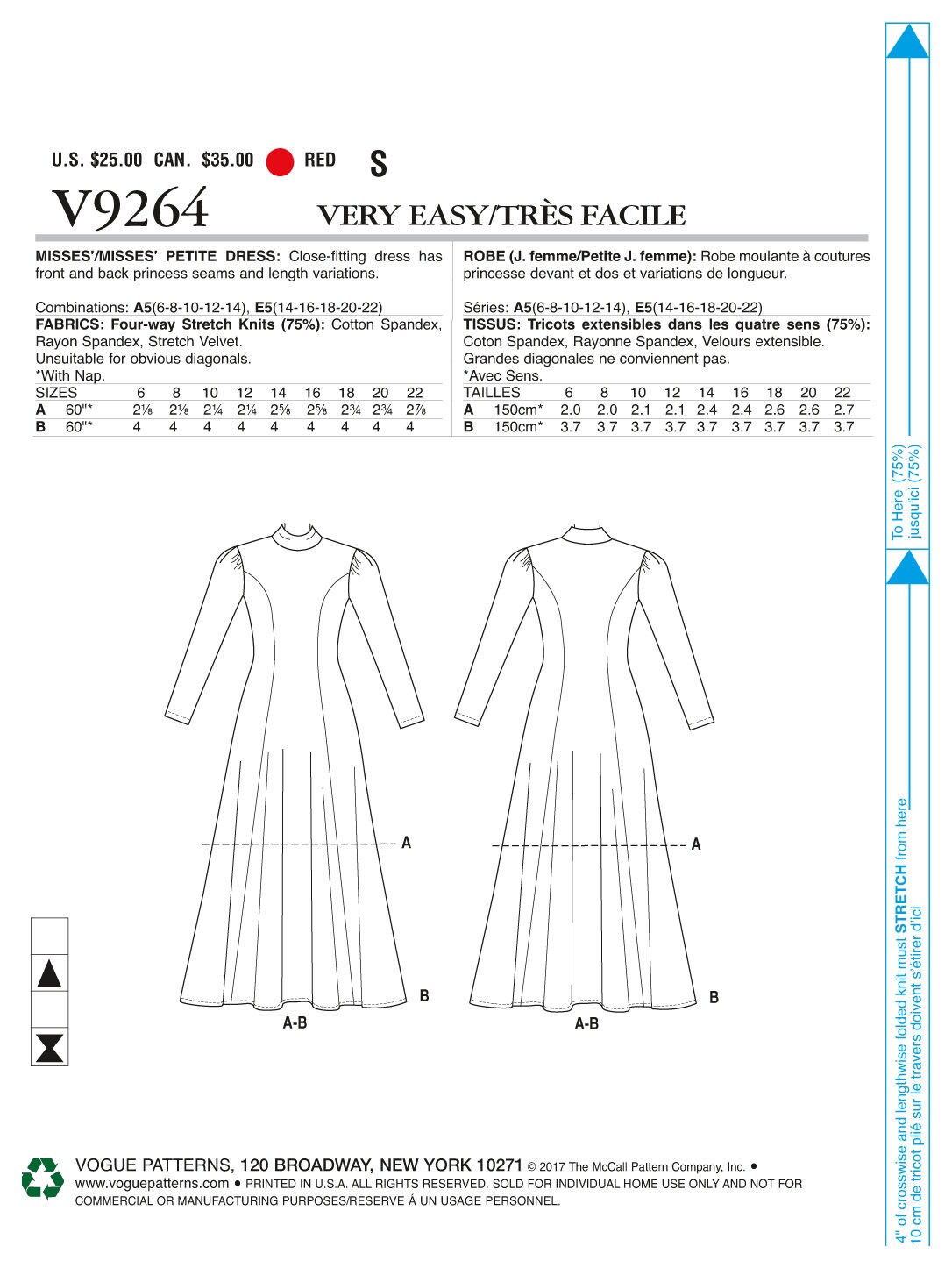 OUT of PRINT Vogue Pattern V9264 Misses'/misses' Petite Knit, Fit