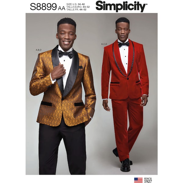 Simplicity Sewing Pattern S8899 Men's Tuxedo Jackets, Pants and Bow Tie