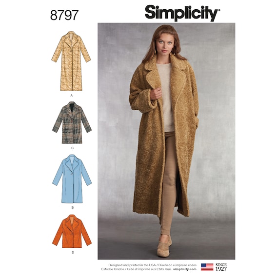 Simplicity Sewing Pattern 8797 Misses' Loose-fitting Lined Coat - Etsy