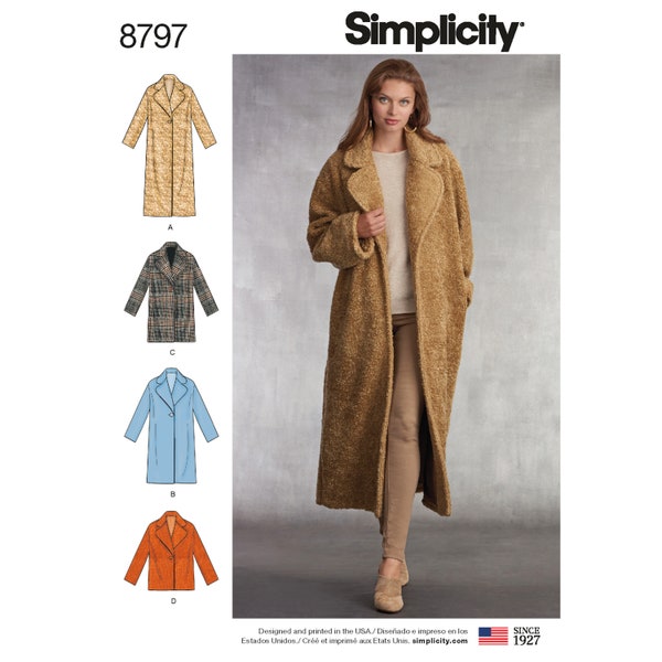 Simplicity Sewing Pattern 8797 Misses' Loose-Fitting Lined Coat