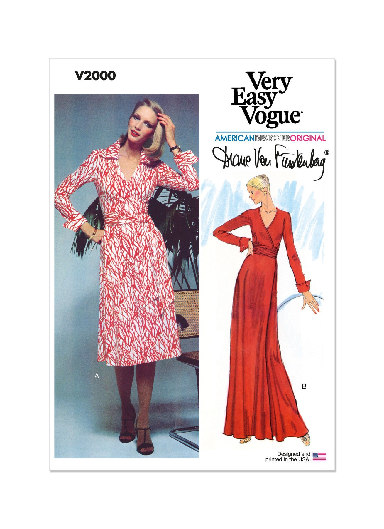 Vogue Sewing Pattern V2000 Misses' Wrap Dress by Diane Von