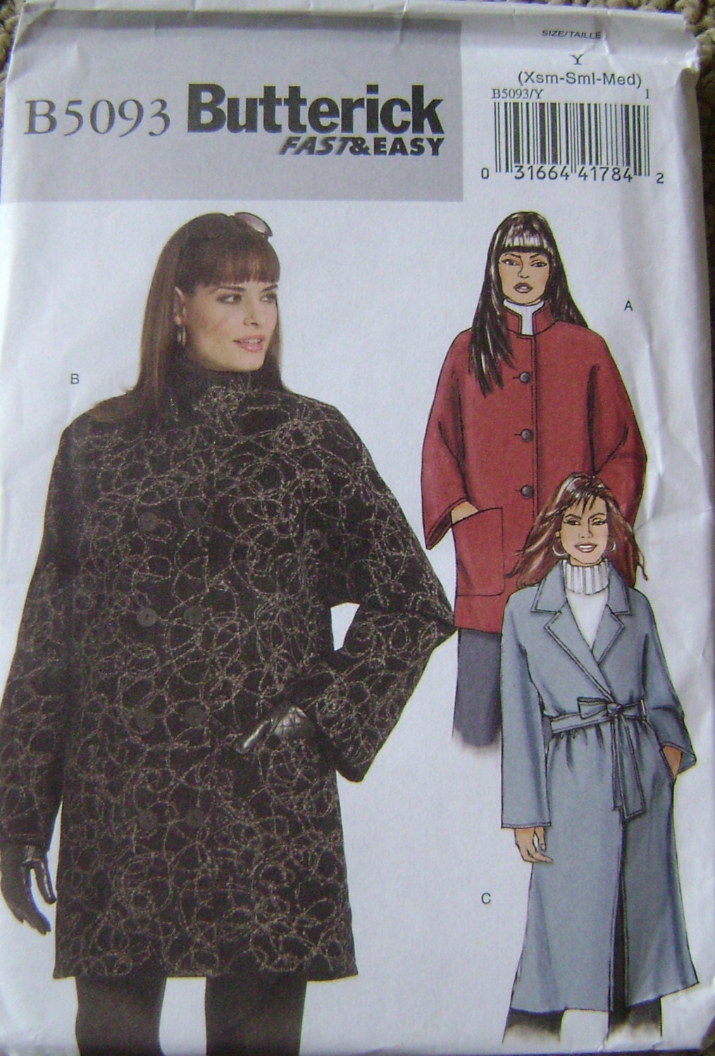 OUT of PRINT Butterick Pattern B5093 Misses' Coat and Belt | Etsy