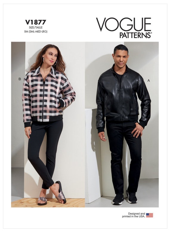 Vogue Sewing Pattern V1877 Unisex Bomber Jacket - Etsy Vogue Sewing Pattern V1877 Unisex Bomber Jacket - Etsy