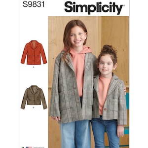 Simplicity Sewing Pattern S9831 Children's and Girls' Jacket in Two Lengths