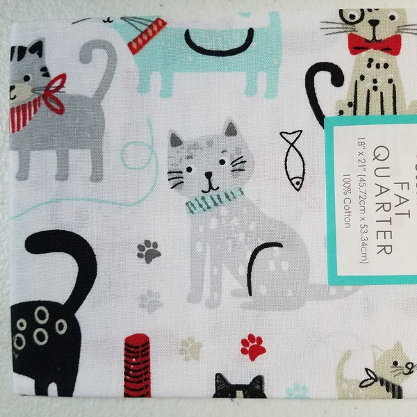 Fabric Quarters Cotton Fabric 18"- Playful Cats