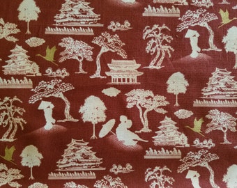 Oriental Scenic Cotton Fabric sold by the yard