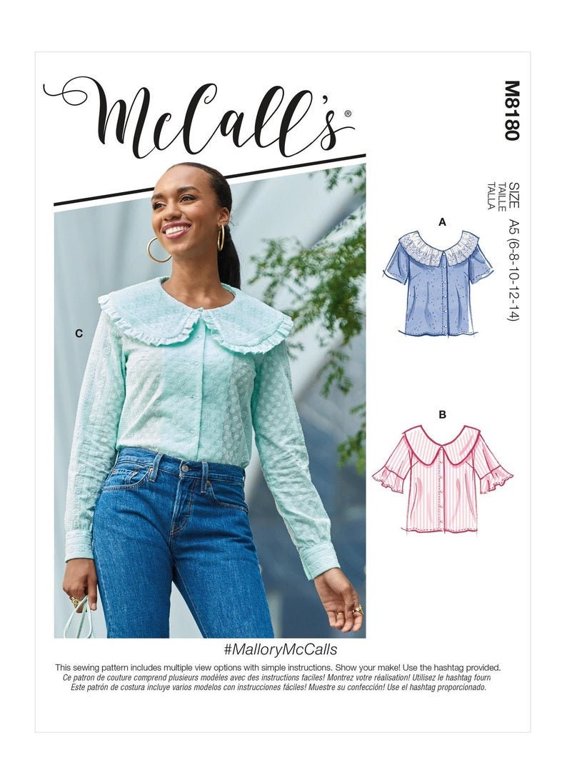 #MalloryMcCalls Misses’ Tops New Uncut Factory Folded McCall’s Sewing Pattern M8180 Size 6-8-10-12-14