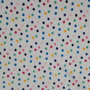 Polka Dots on White Stretch Cotton Fabric (1 yard)