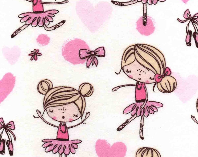 Pretty Ballerina Flannel Fabric by the Yard Etsy